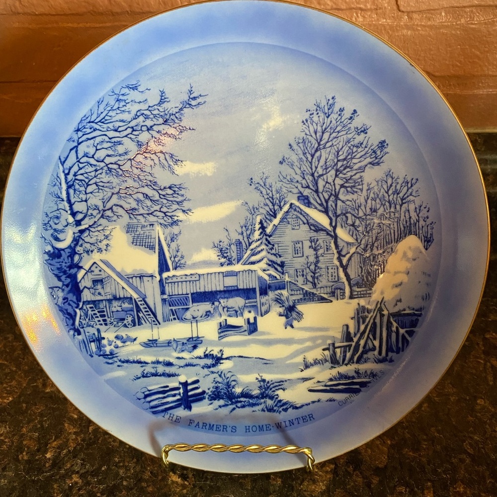 Currier and Ives The Farmer’s Home-Winter plate
